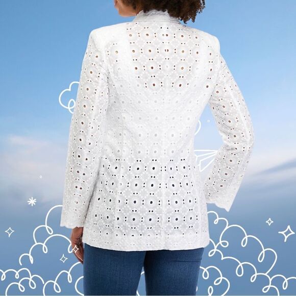 Industry Lapel Collar Long Sleeve One Button Closure Eyelet Lace Jacket Size 6 - Picture 3 of 14